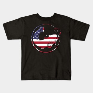 4th of July Fishing American Flag Kids T-Shirt